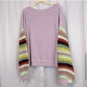 NWT We The Free Women’s Large Mist Lilac Balloon Knit Sleeve Sweater